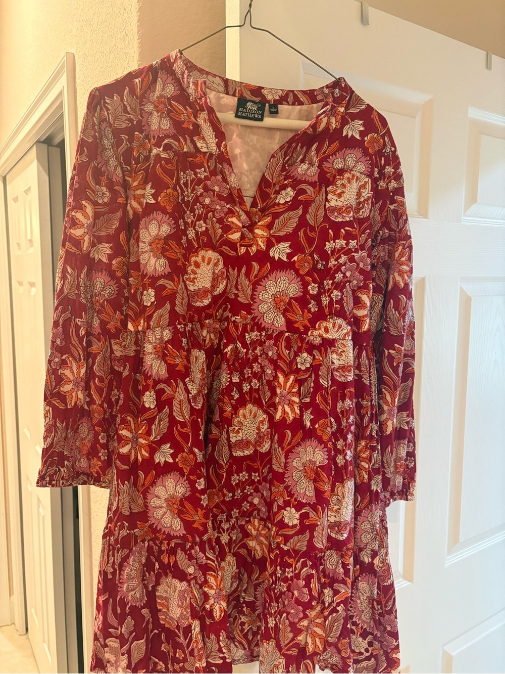 Madison Matthews Red Floral Dress